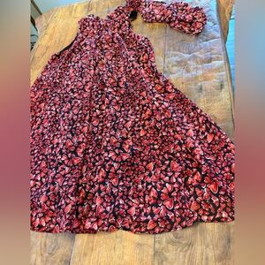 Heart Patterned Red and Black Women's Swing Dress